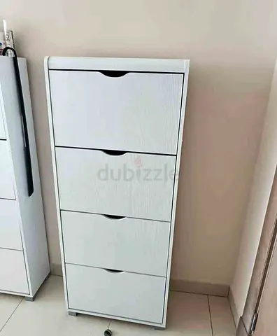 Slim 4-Drawer White Shoe Cabinet / Storage Unit