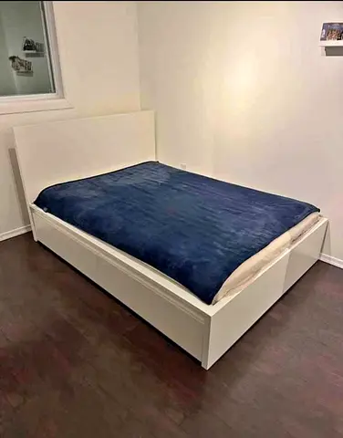 IKEA  Queen Size Bed + 2 Storage Drawers + Mattress