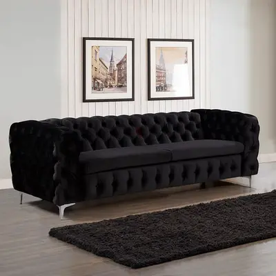 Black Velvet Chesterfield Sofa