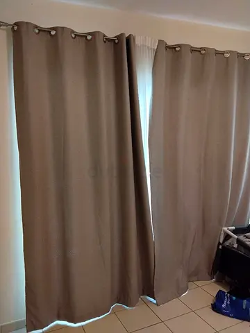 Pair of gray blackout eyelet curtains 360cm width 270 height