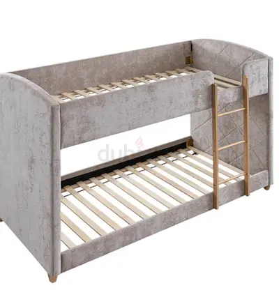 Grey Fabric Bunk Bed with Ladder with 2 mattress, Good condition