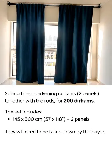 IKEA Darkening curtains- 2 panels + Rods