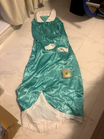 Fancy Dress up - Teal satin women's evening dress, size approx medium, excellent used condition