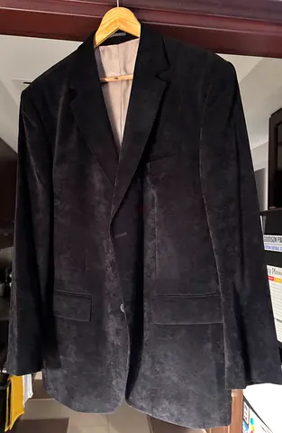 Black Suede-Look Men's Blazer - Size L