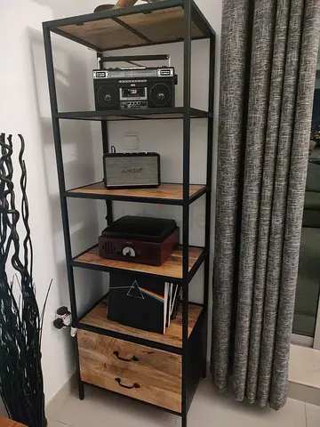 Solid wood industrial style bookcase