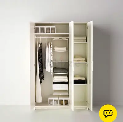 IKEA PAX-style White 3-Door Wardrobe with Shelves and Hanging Rail