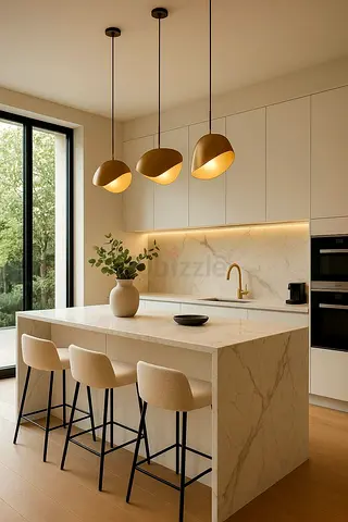 Modern marble kitchen island