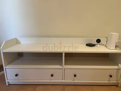 White TV Stand with drawers — good condition