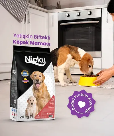 Nicky Adult Dog Food 20kg (Chicken/ Beef)