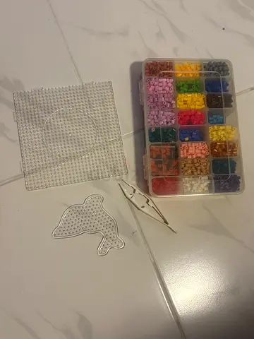 Perler fuse bead set with pegboards and tweezers - assorted colors