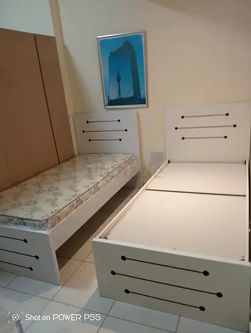 Set of Single Beds with Mattresses - White wooden frame
