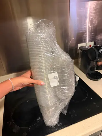 Pack of Disposable Plastic Cups - Unused, Still Wrapped