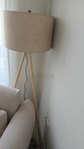 Beige Tripod Floor Lamp with Fabric Shade - Good Condition