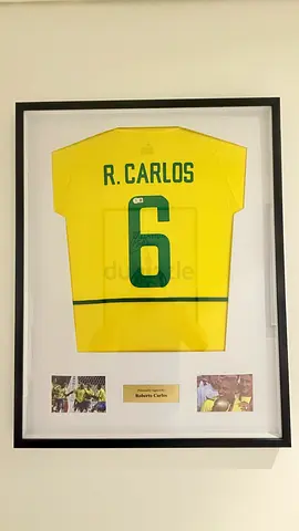 Framed & Signed Roberto Carlos Brazil 2002 World Cup Jersey – Authenticated
