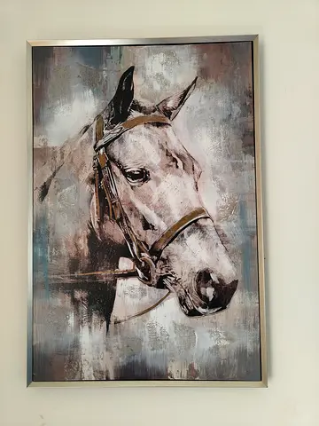 Framed Horse Portrait Painting - Modern Equine Wall Art