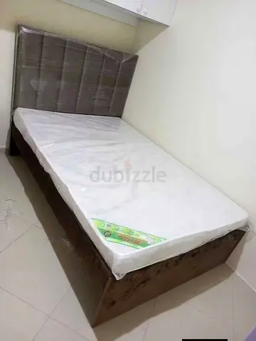 BRAND NEW DOUBLE SIZE FAIBRC WOOD BED INCLUDING MATTRESS 120X190 CM
