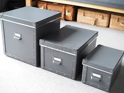 IKEA Set of 6 Medium size & 2 large size Grey Storage Boxes with Lids