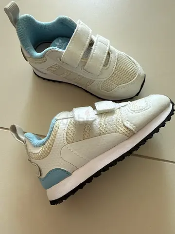 White Velcro Adidas Sneakers - Size 22, Blue