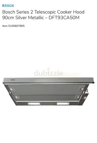 Bosch Series 2 Telescopic Cooker Hood 90cm Silver Metallic – DFT93CA50M