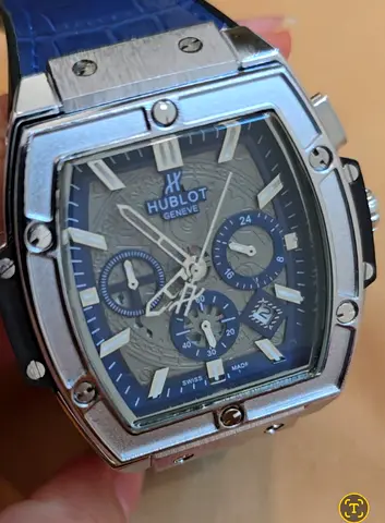 Hublot Geneve Chronograph Men's Watch with Blue Leather Strap