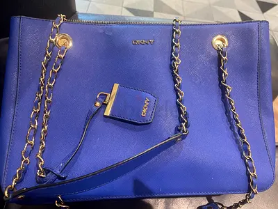 DKNY blue leather chain-strap tote bag - good condition