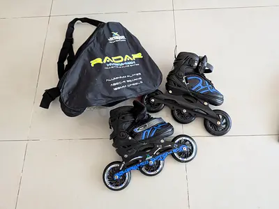 Radar Hydra-Max Adjustable Inline Shoe Skates for All Age Groups (Blue, Small (10-13), Unisex)