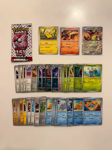 Pokemon cards ‘151 collection’ original  holographic EX shiny cards Pikachu squirtle