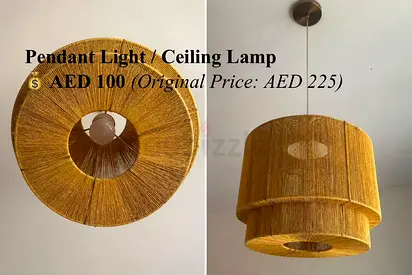 Handmade Tassel Pendant Ceiling Lamp - Beige/Gold, Good Condition