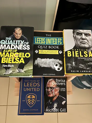 Collection of Leeds United books - Bielsa era biographies, quizzes and history