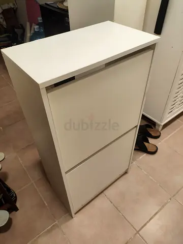 Slim White 2-Drawer Shoe Cabinet / Storage Unit