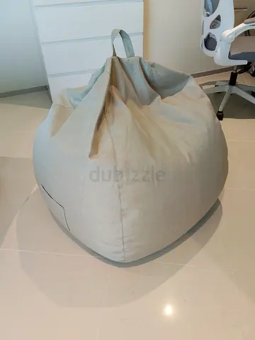 Large Light Grey Bean Bag Chair with Handle - Great Condition