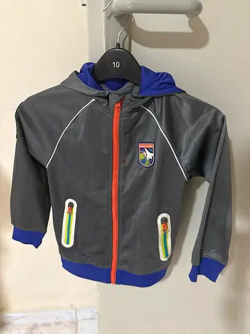 Kids gray and blue zip-up jacket -