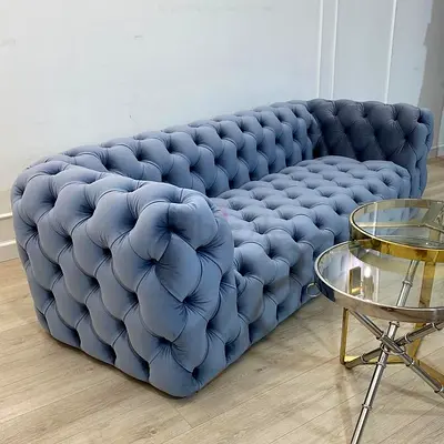 Customised Light Blue Tufted Chesterfield Sofa