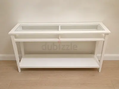 White Console Table with Glass Top
