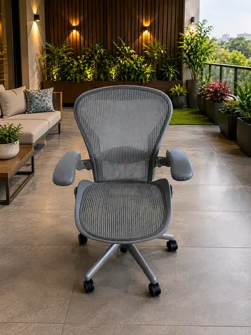 Herman Miller Grey Ergonomic Mesh Office Chair with Armrests and Wheels