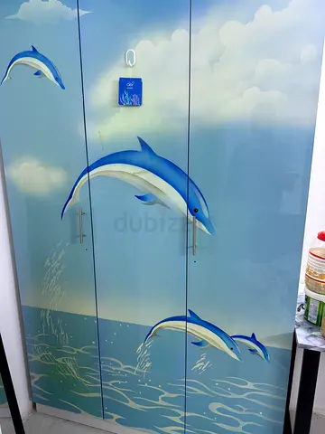 3-door Wardrobe with Dolphin Mural - Good Condition