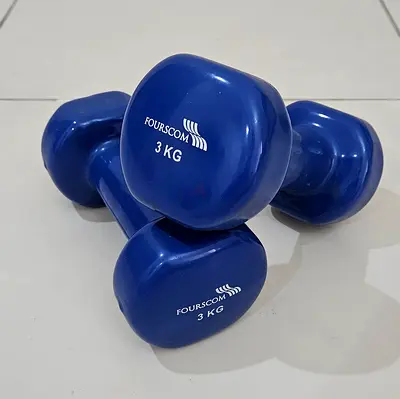 Pair of 3kg Vinyl Coated Dumbbells (Fourscom) - Flawless condition.