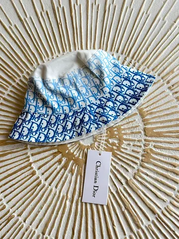 Christian Dior reversible logo bucket hat - blue/white, new with tag