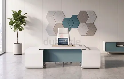White Luxury Design Executive L Shape Desk With Hanging Drawer