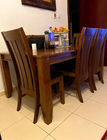 Solid wood dining table with chairs