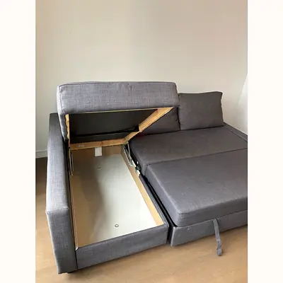 Grey L-shaped Sofa Bed with Storage - Good Condition