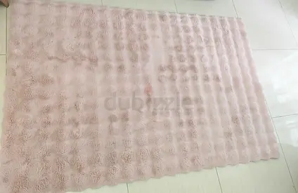 Light Pink Plush Area Rug - Soft Shaggy Texture, Good Condition