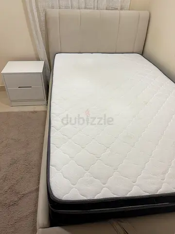 Single Bed with Mattress and Upholstered Headboard