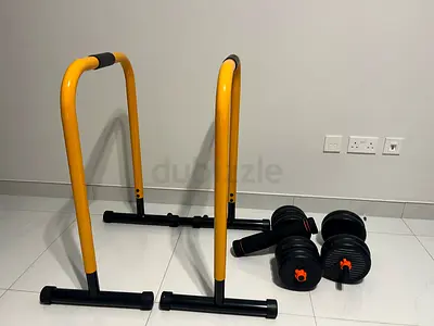 Set of Parallel Dip Bars and Adjustable Dumbbells - Lightly Used