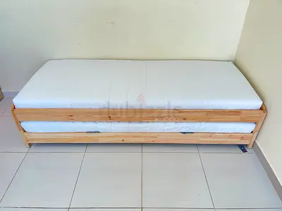 Solid Pine Single Daybed with Trundle - Natural Wood