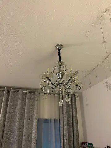 2 Crystal chandelier pendant light - 5-arm ceiling fixture