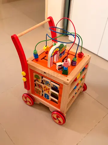 Factory Price - Wooden Baby Walker Trolly with Activity Cube - Excellent Condition.