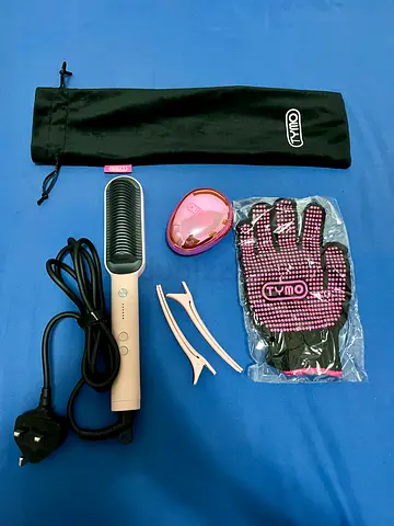 TYMO Hair Straightener Brush, Hair Iron with Built-in Comb. Tourmaline Ceramic Coating. Full Set