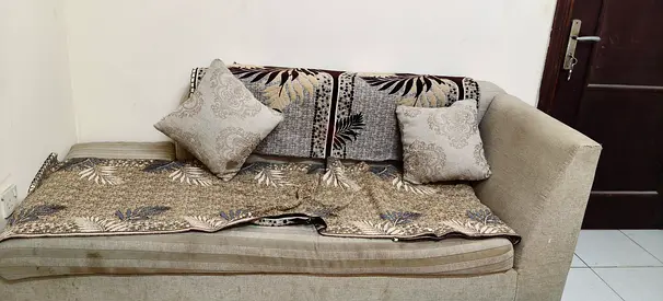 2-seater Fabric Sofa with Cushions — Good Used Condition