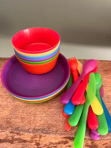 IKEA plastic plates and cutlery